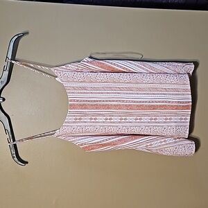 Peach Love California Pink and White Patterned Camisole